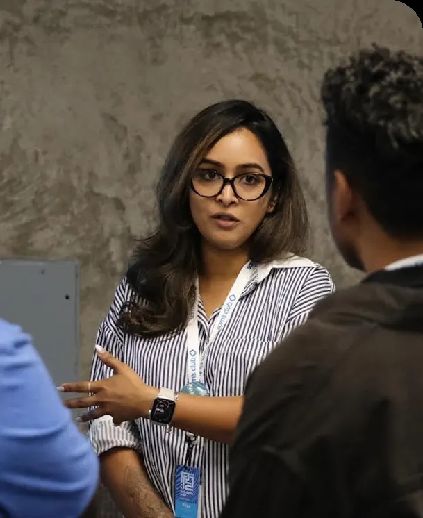 Priya leading a design workshop with her team